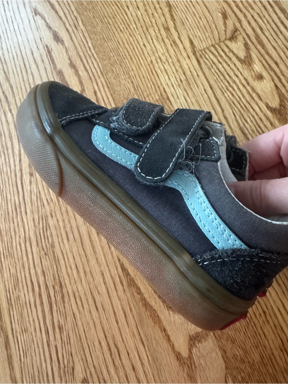 Kids Black and Light Blue Vans Skate Shoe
